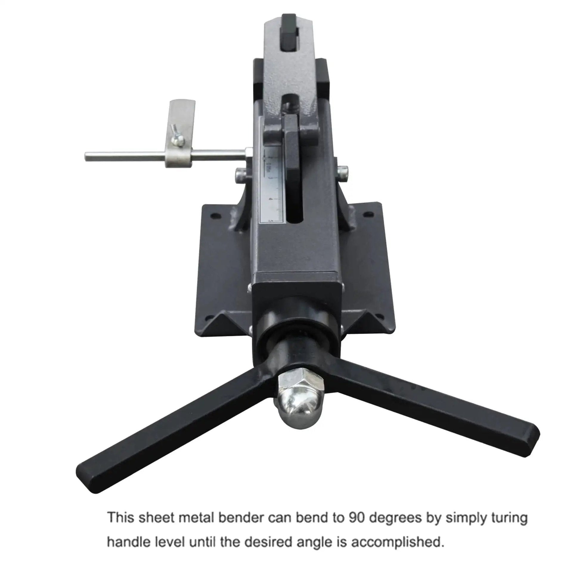Top view of the Manual Steel Bending Brake With Four Inch Capacity And 2.5 Ton Press Bench Top Mounted 90 Degree Bender.