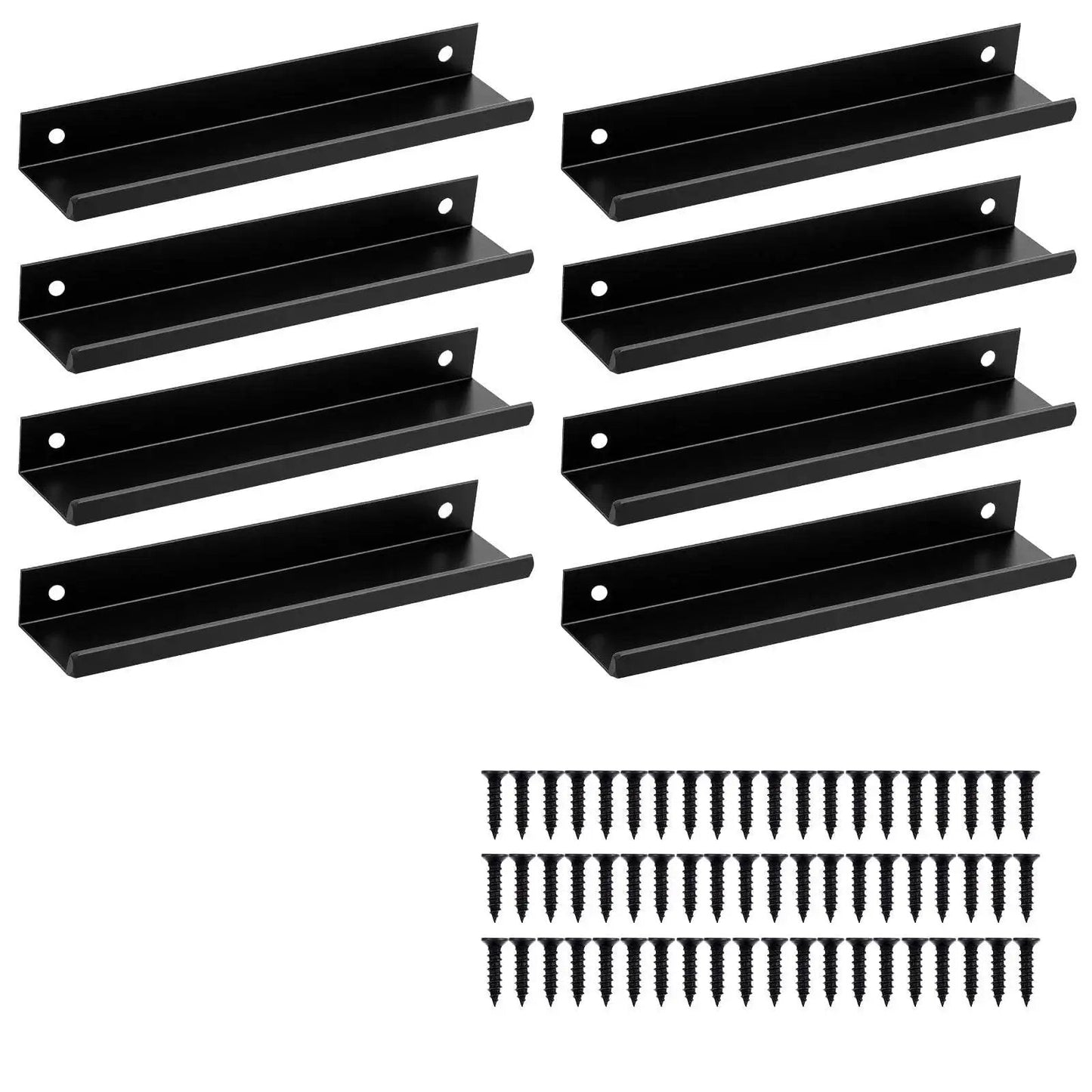 30 Pack Matte Black Aluminum Cabinet Handles 5.9 Inch with screws, flat back hidden back mount finger pulls