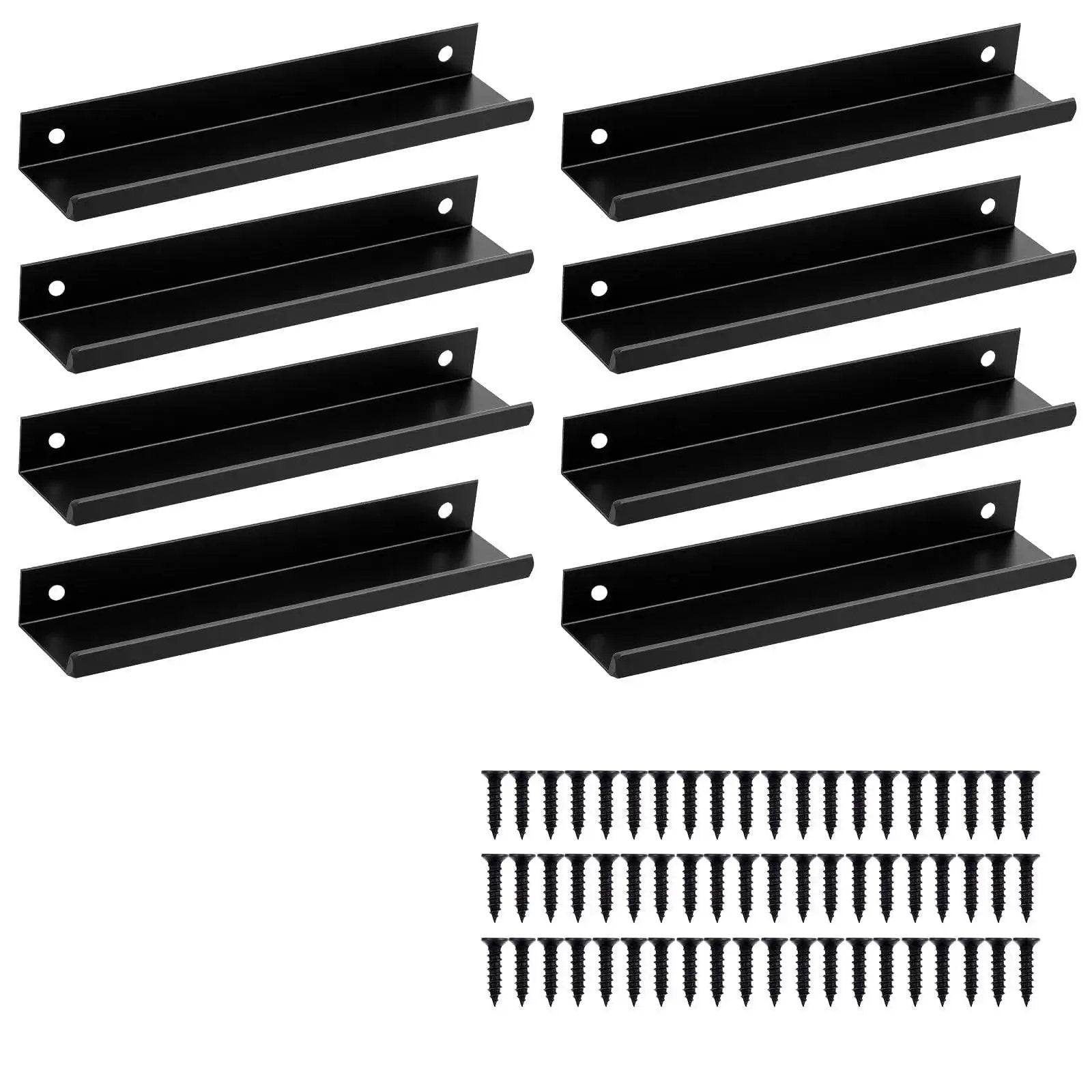 30 Pack Matte Black Aluminum Cabinet Handles 5.9 Inch with screws, flat back hidden back mount finger pulls