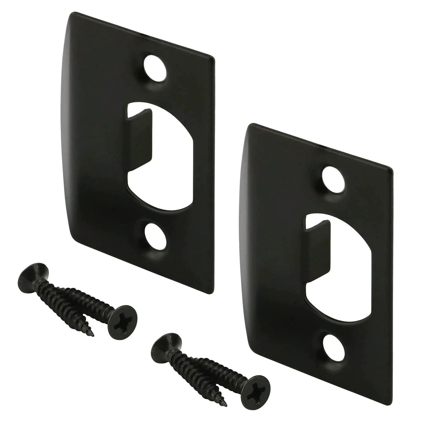 Latch Strike Plate Two Pack Matte Black Finish One And Five Eighths Inch Center Mounting For Standard Door Latch Hardware