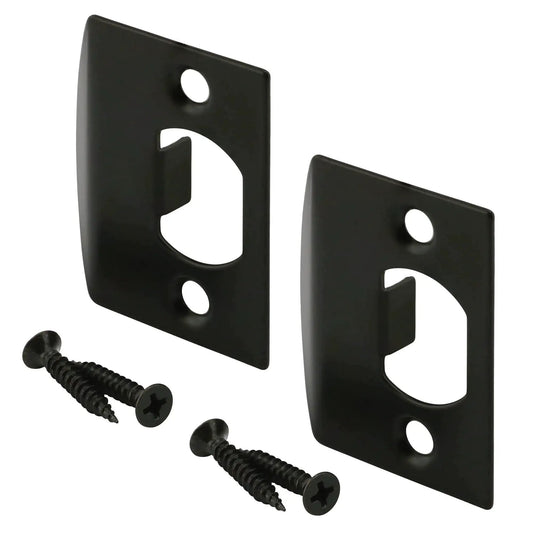 Latch Strike Plate Two Pack Matte Black Finish One And Five Eighths Inch Center Mounting For Standard Door Latch Hardware