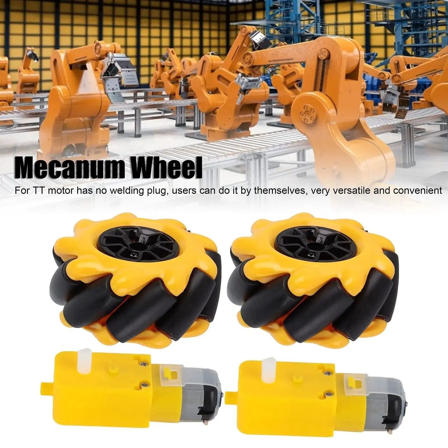 Mecanum Wheel For Geared Motors 60mm Diameter Rubber Coated Omnidirectional Wheels For Robot Cars And DIY Projects