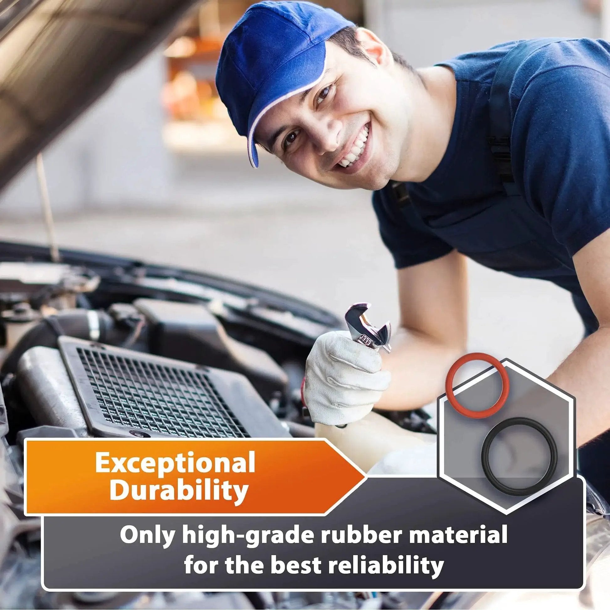 Mechanic installing Two Piece Power Steering Pump Rubber Inlet And Outlet O Ring Seals Kit with high-grade rubber durability