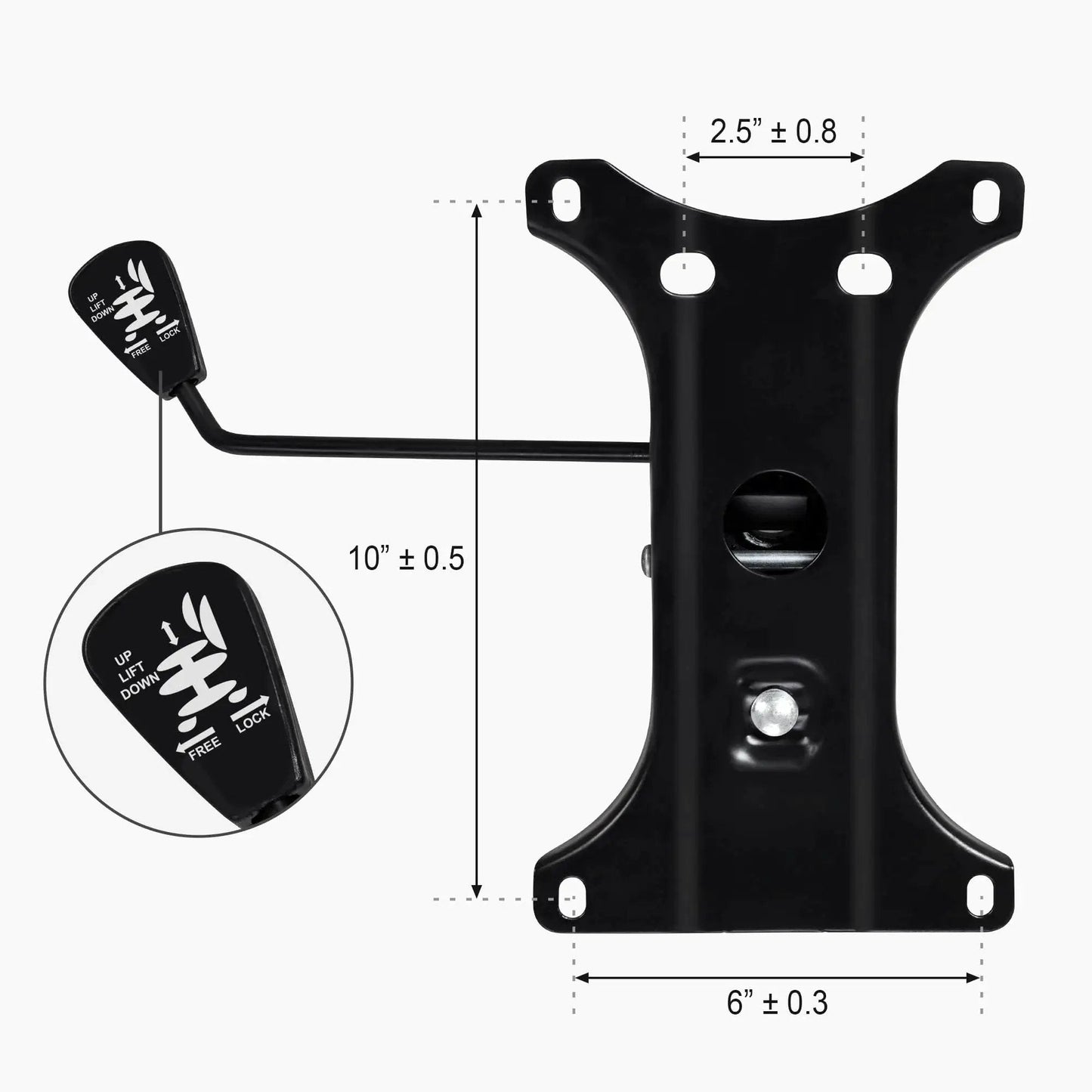 Metal Base Replacement Set For Office And Gaming Chairs With Bottom Plate Stand Cylinder And Five Durable Rubber Caster Wheels Designed For Heavy Duty Stable Gold Tone Base Smooth Quiet Rolling With Precision Bearings And Universal Fit Easy Install front view with dimensions