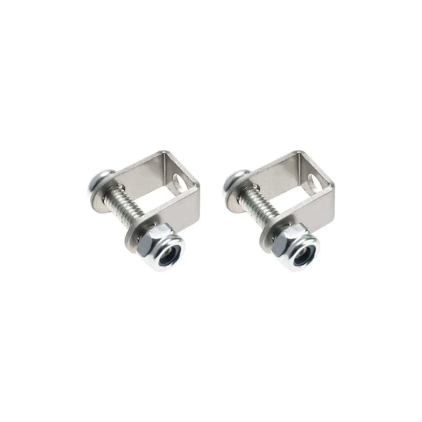 Mounting brackets for compact 12V electric linear actuator with 2 inch stroke and IP54 waterproof rating, shown on white background.