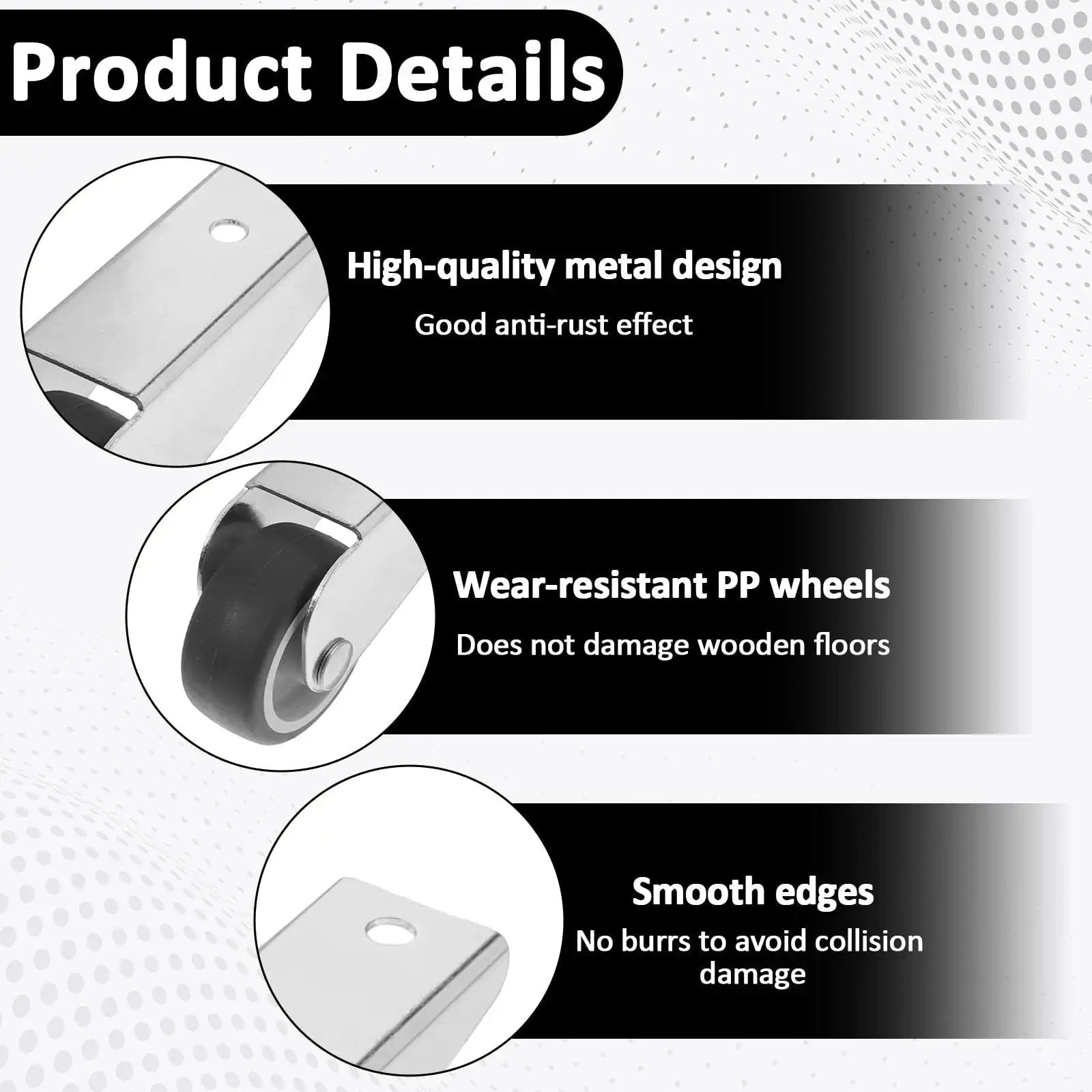 Product details of Gate Caster Wheels Replacement Set With Sinking Door Bottom Pulley, featuring metal design and PP wheels.