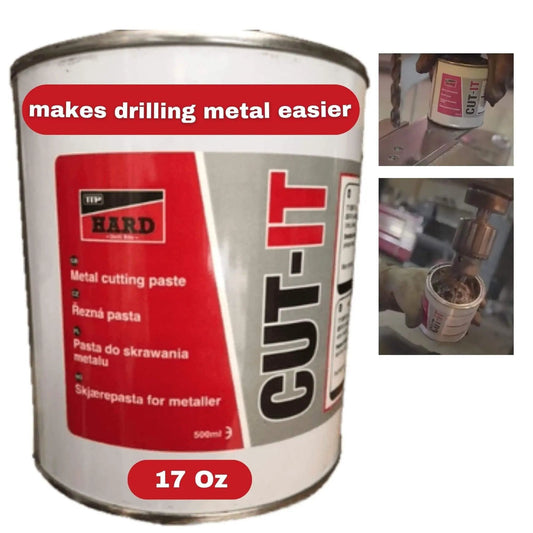 17 oz heavy duty metal drilling fluid shown as a water soluble cutting lubricant for drills, tapping, lathe, bandsaw, and die tools