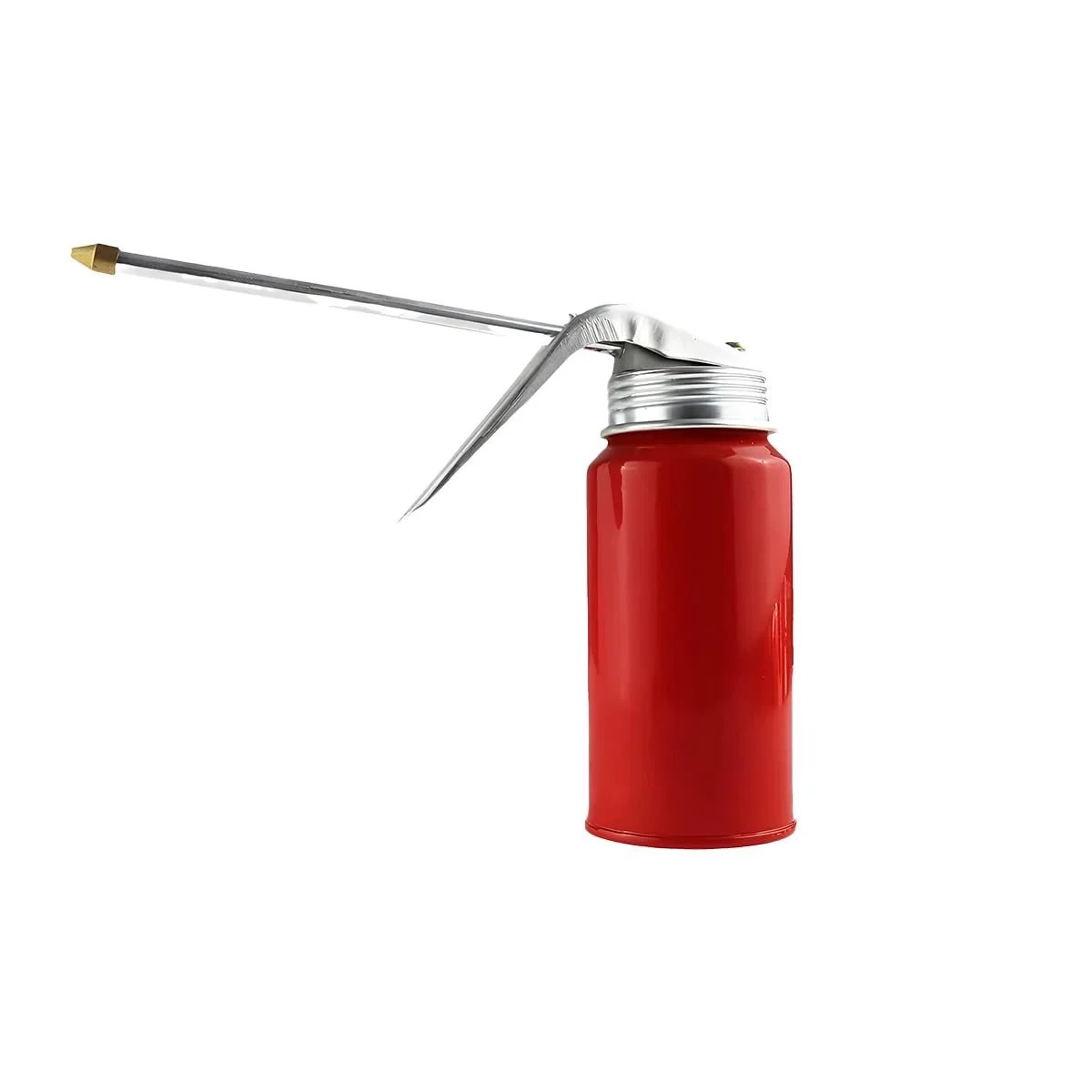 Metal Car Oil Can Pump Oiler With Precision Nozzle Manual Refueling Dispenser in red with ergonomic grip