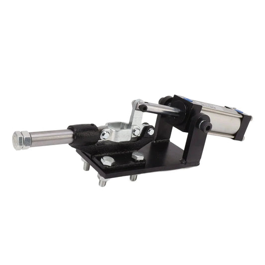 Metal Pneumatic Toggle Clamp With Auto Control Industrial Air Clamp in carbon steel, side view on white background