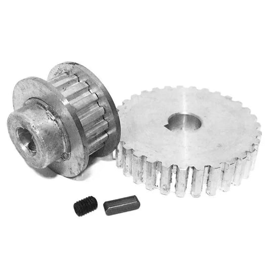 2 Pcs Metal Synchronous Pulley Gear Set for Mini Lathe Drive Wheel Aluminum Alloy 8mm Bore 10mm Shaft close-up