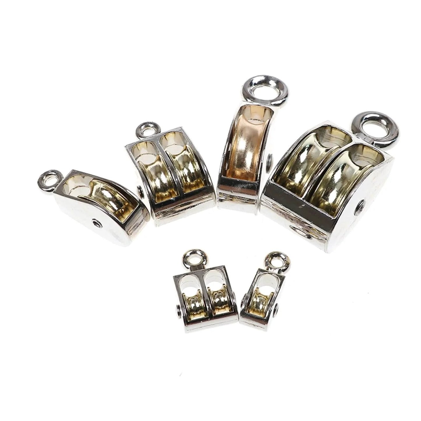 Assortment of 36mm Metal Sheave Zinc Alloy Fixed Pulley Crown Block and Tackle Lifting Wheel Mini Single/Double Pulley for DIY projects.