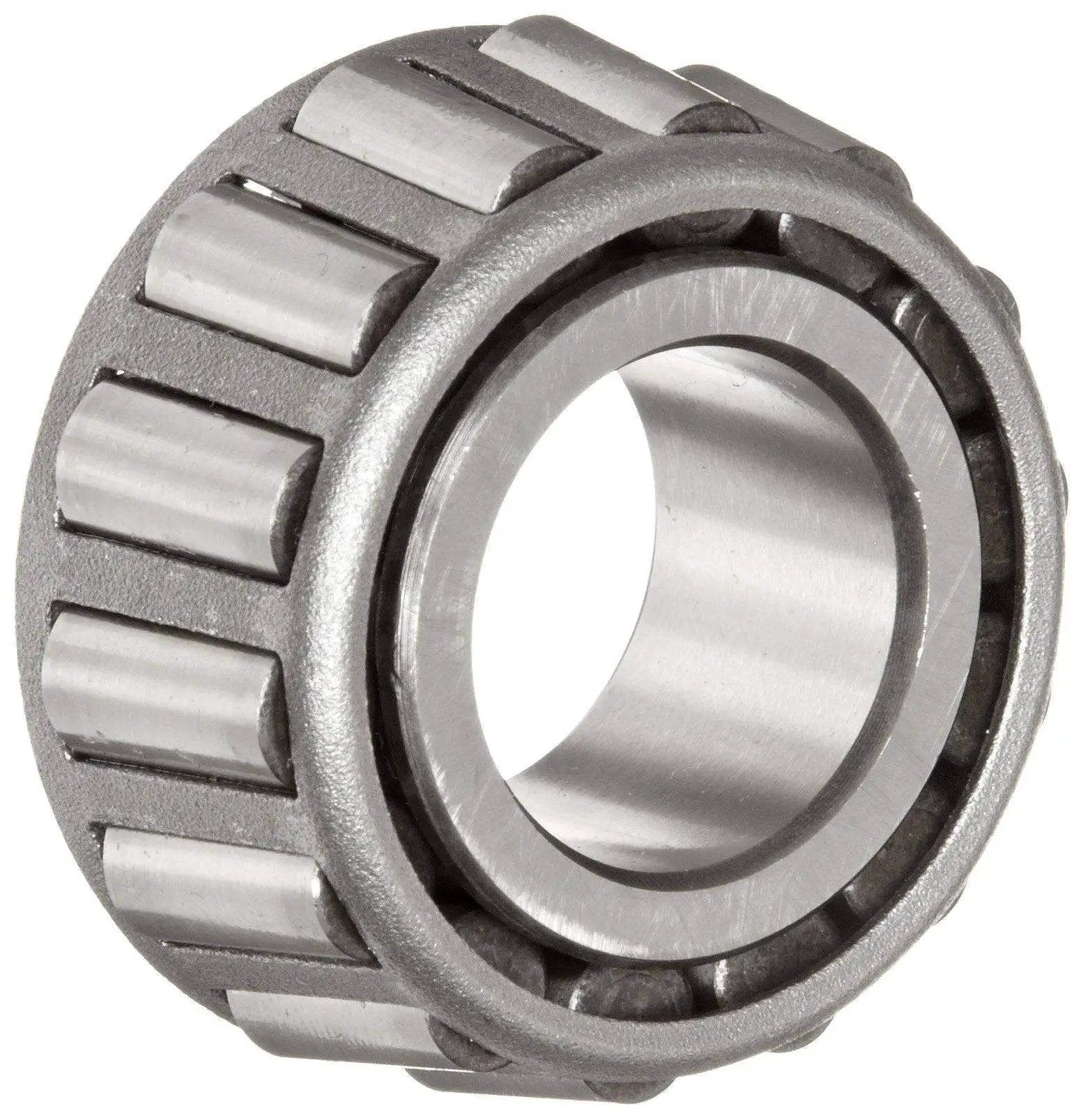 Improve machine performance with this lightweight 17580 tapered roller bearing cone, visible in side view, steel construction.