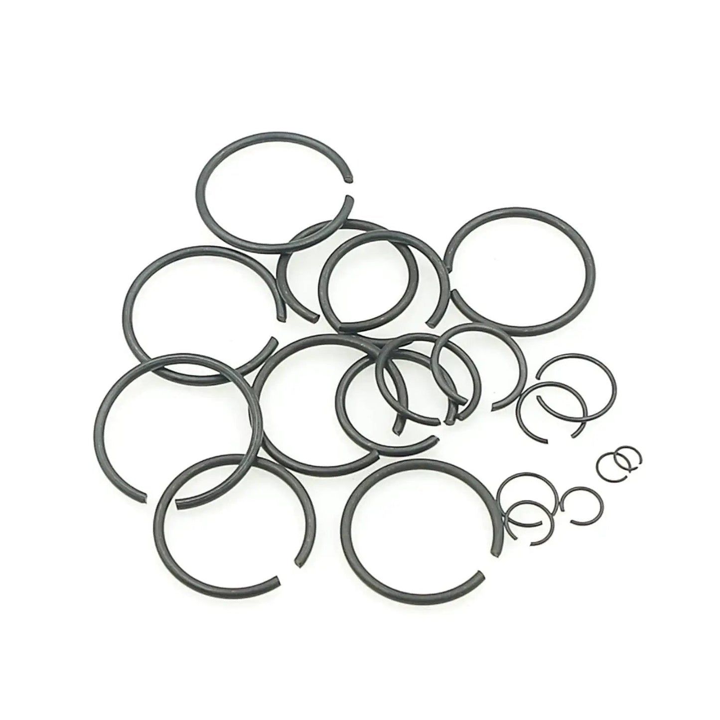Metric Round Wire C Clips External Retaining Rings Assortment Kit For Shafts 5mm To 28mm Black Oxide Carbon Spring Steel 345 Piece Set