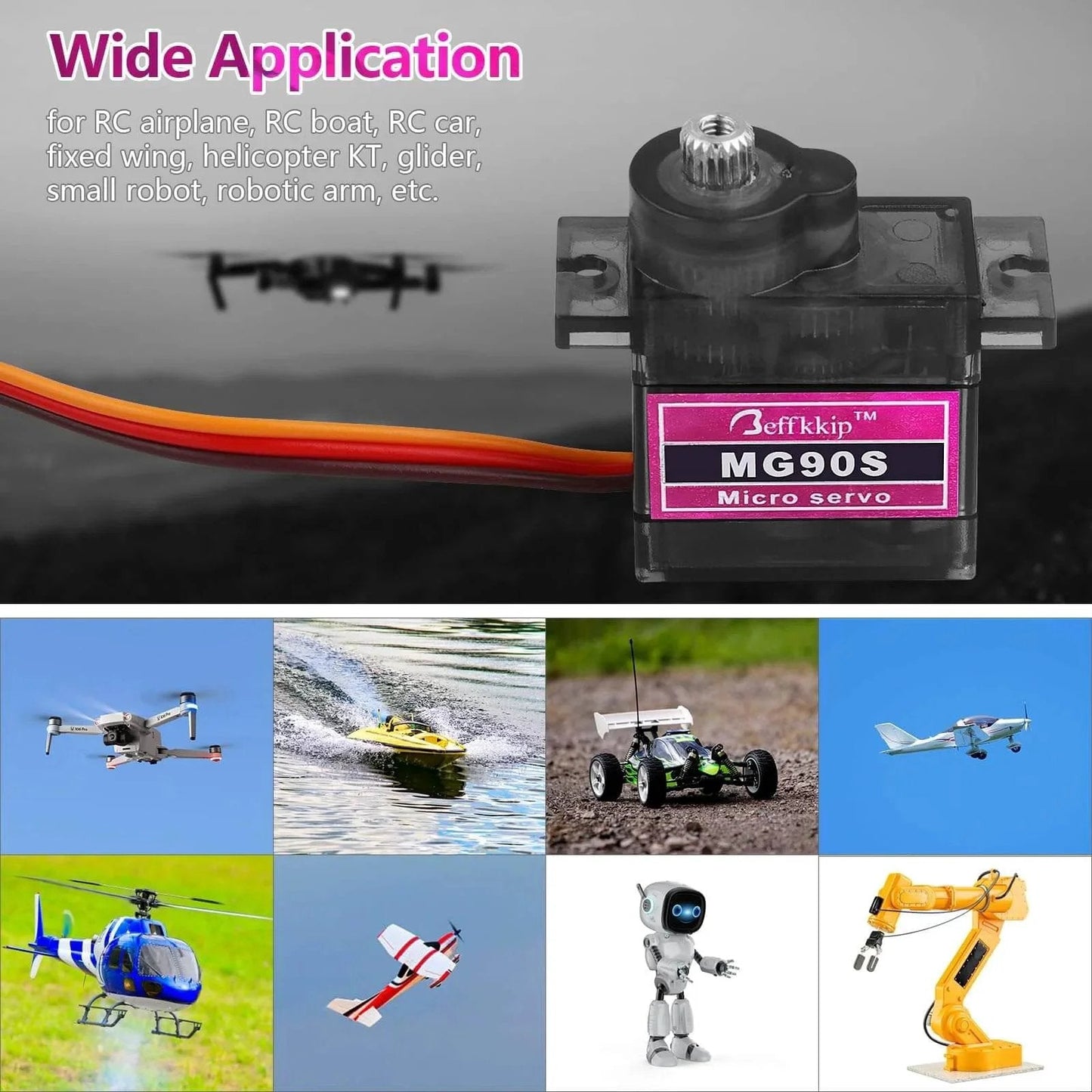4PCS MG90S 9g Micro Servo Motor Metal Gear for RC Robot Car Plane Helicopter Mini Servos for Arduino Project display