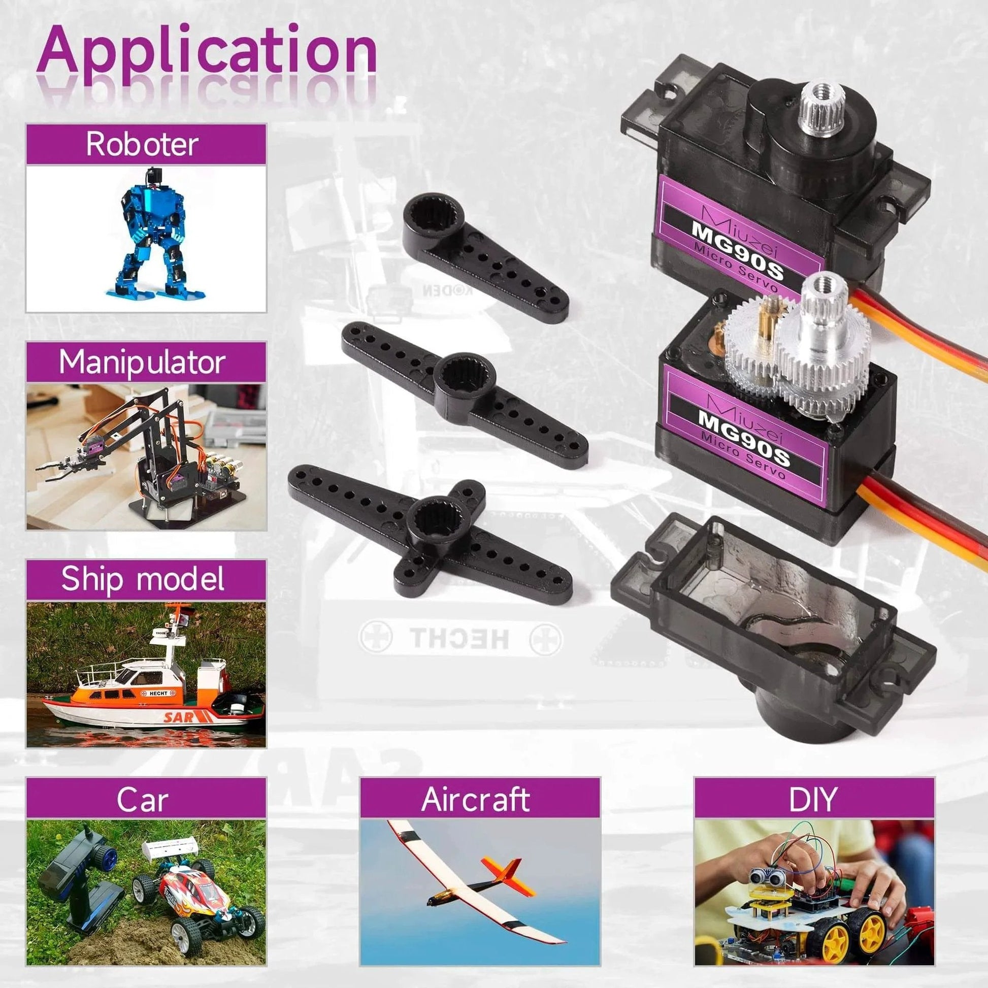 MG90S 9G Micro Servo Motor Metal Geared Motor Kit for RC Car Robot Helicopter, Mini Servos for Arduino Project (4)