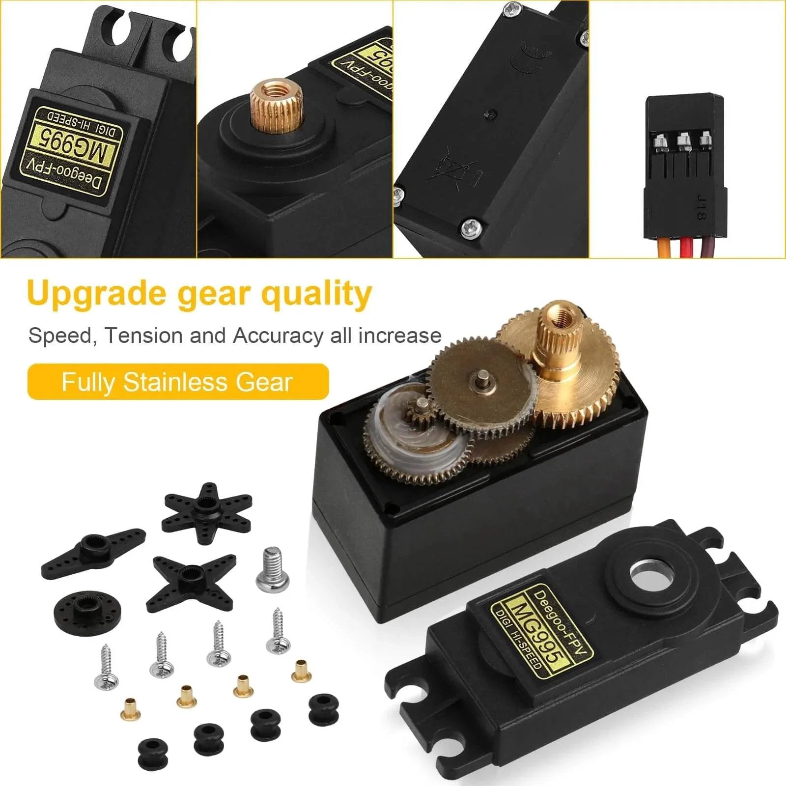 Internal view of 4-Pack Servo Motor MG995 Control Angle180 Metal Gear Servo 13KG Digital High Speed Torque Servo Motor for DIY projects
