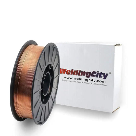 Mild Steel MIG Welding Wire ER70S-6 10 Lb Copper Coated Spool 0.030 Inch (0.8 mm) For GMAW Shielding Gas CO2 Or Argon Mixed Gas AWS A5.18 Compliant 8 Inch Spool with box