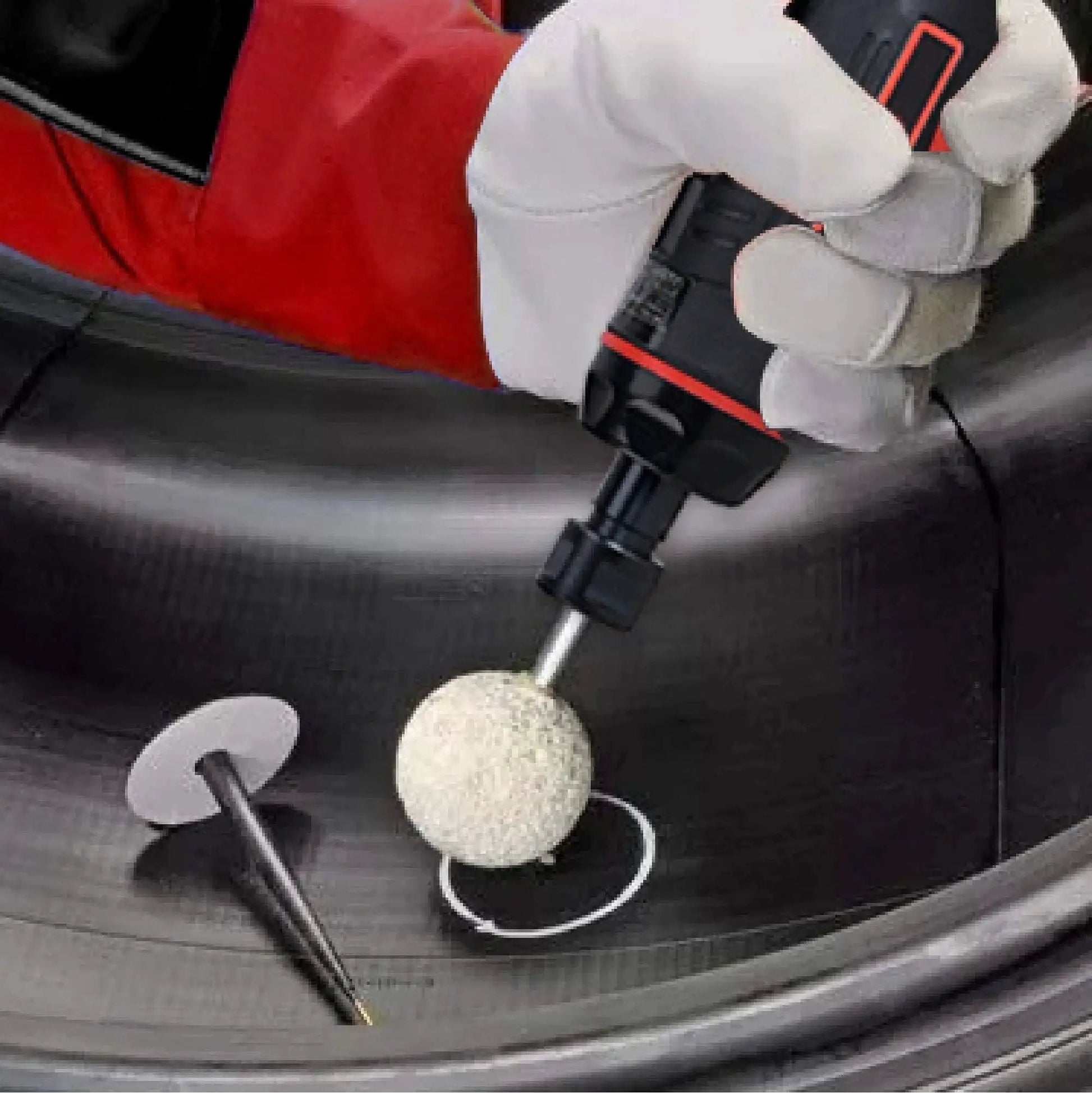 Using 1/4 Inch Mini Air Straight Die Grinder AP17314 with 1/4 Collet for tire smoothing and polishing at 22000 RPM