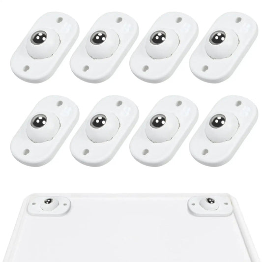 8 Pcs Self Adhesive Mini Caster Wheels Set For Appliances And Cabinets, 360 Degree Swivel Stainless Steel Universal Wheel Sliders
