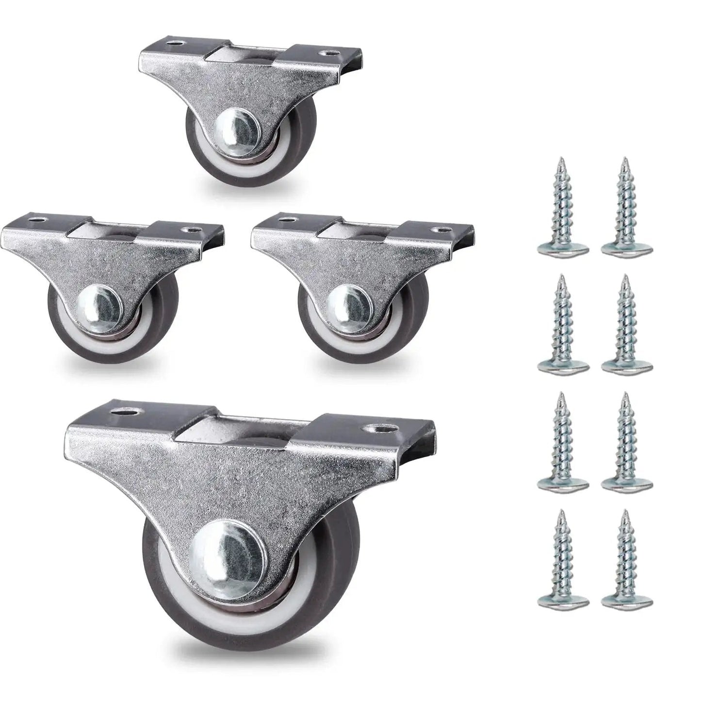 Mini Fixed Casters Set Of 4 With Rubber Wheels And Bearings 130 Lbs Capacity Quiet Smooth Rolling Heavy Duty Steel Frame Easy To Install