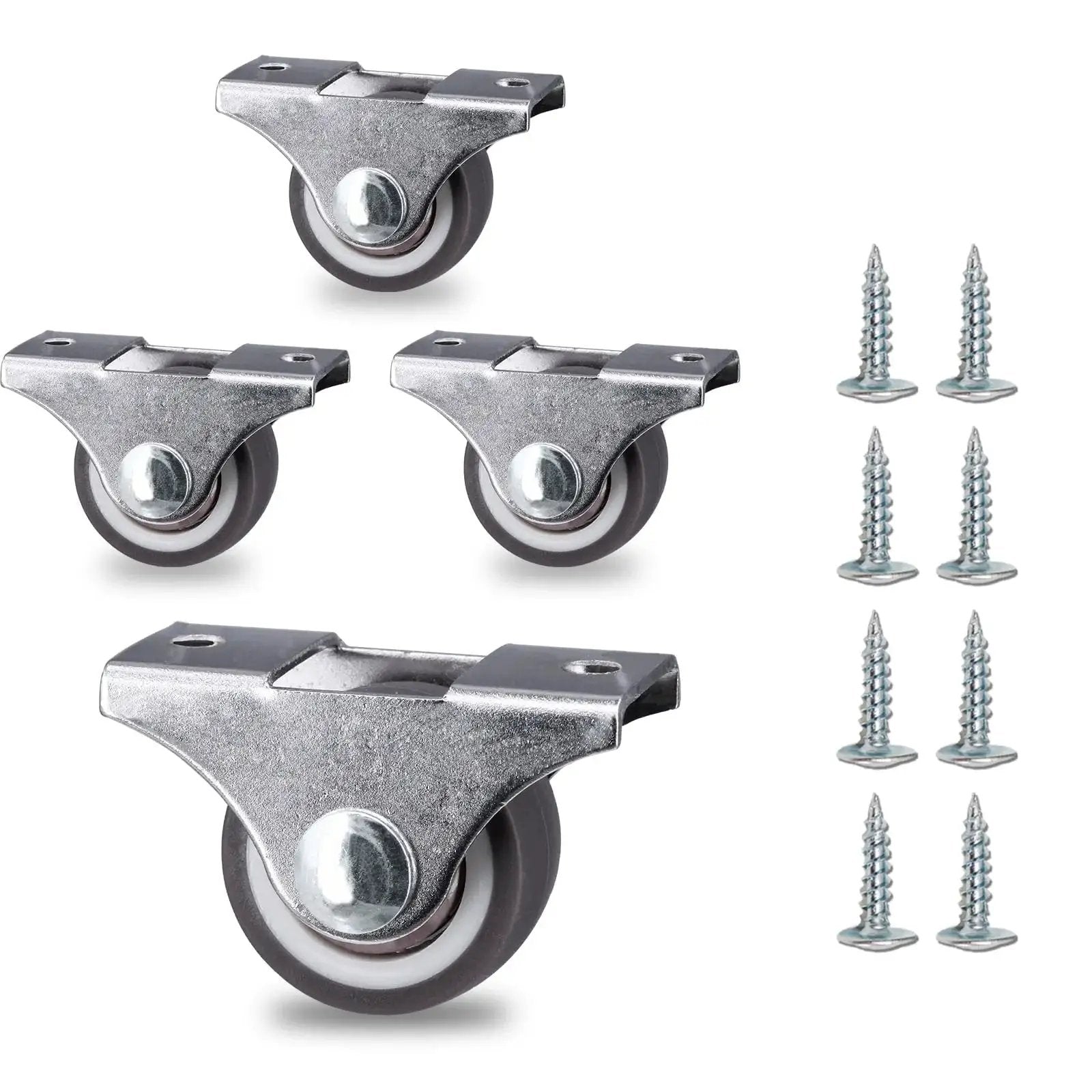 Mini Fixed Casters Set Of 4 With Rubber Wheels And Bearings 130 Lbs Capacity Quiet Smooth Rolling Heavy Duty Steel Frame Easy To Install