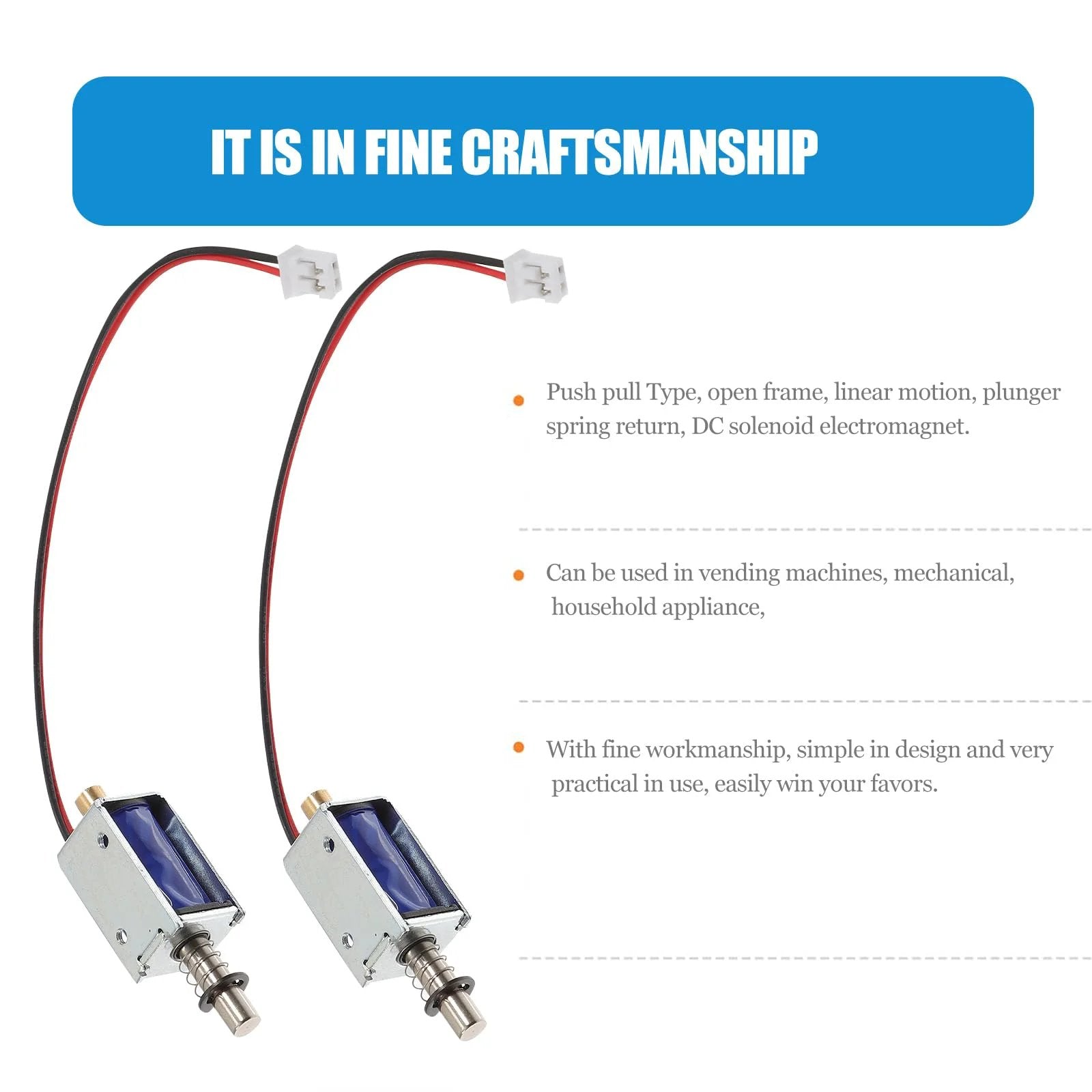 Mini Push Pull 12V Solenoid Electromagnet Open Frame Linear Actuator For Vending Machines And Industrial Projects With Plunger Spring Return, No Fuss Magnetic Actuation For Mechanical Applications, front view.