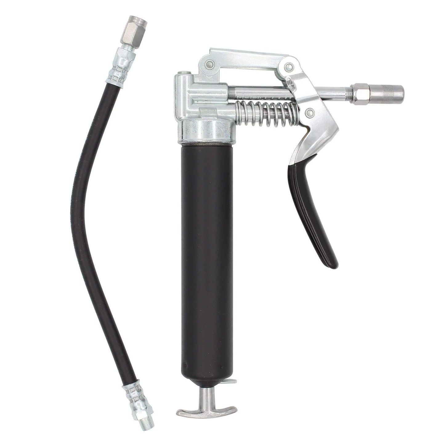 LubriMatic 30-800 Heavy Duty Mini Grease Gun w/ Pipe and Hose, Black/Silver, includes 4" pipe and 12" hose
