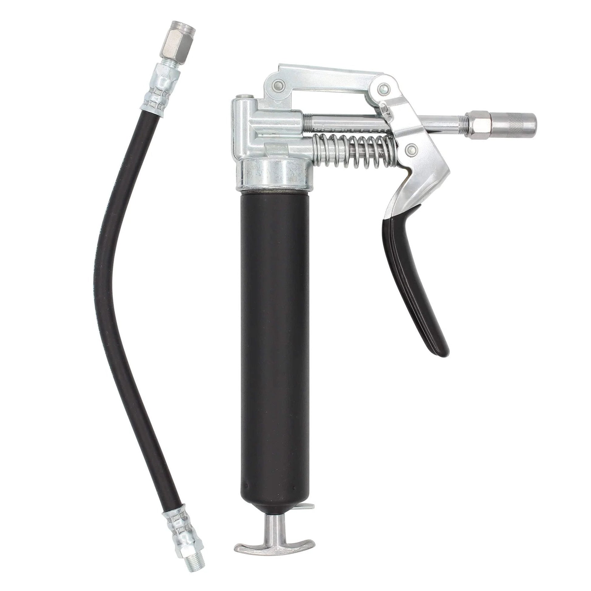 LubriMatic 30-800 Heavy Duty Mini Grease Gun w/ Pipe and Hose, Black/Silver, includes 4" pipe and 12" hose