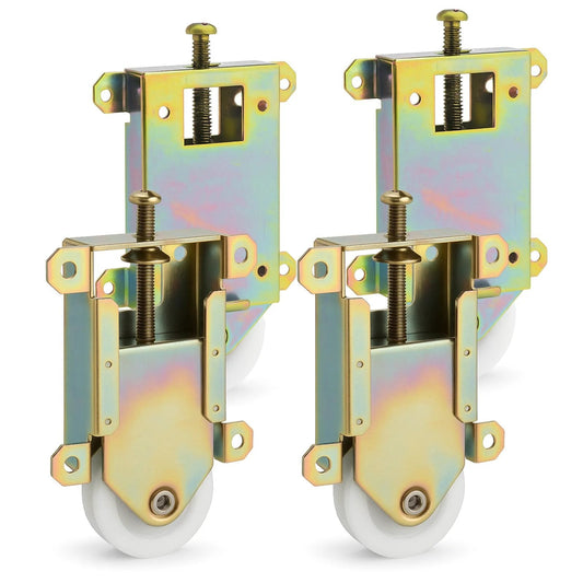 4 Pack Sliding Mirror Closet Door Rollers Replacement Set Durable Heavy-Duty With 2.5 Inch Wheels And 1.5 Inch Nylon Concave Ball Bearing Wheel Bolts Not Included For Easy Spare Replacement