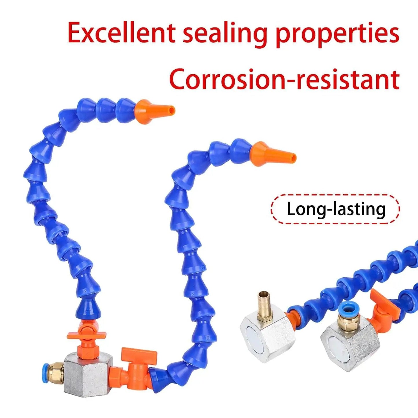 Mist Coolant Lubrication Spray System For Metal Cutting With Flexible Pipe featuring dual hoses and heat resistant design