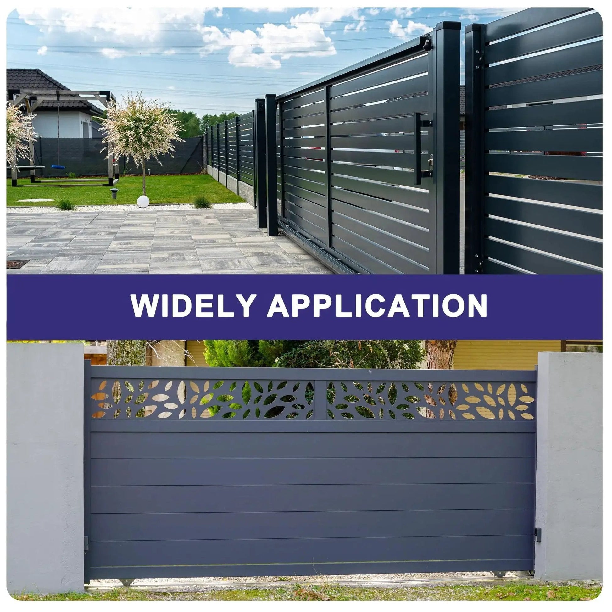 Installed view of 4Pcs Slide Gate Guide Rollers Set With 60x80 Mm Nylon Wheels on modern sliding gates.