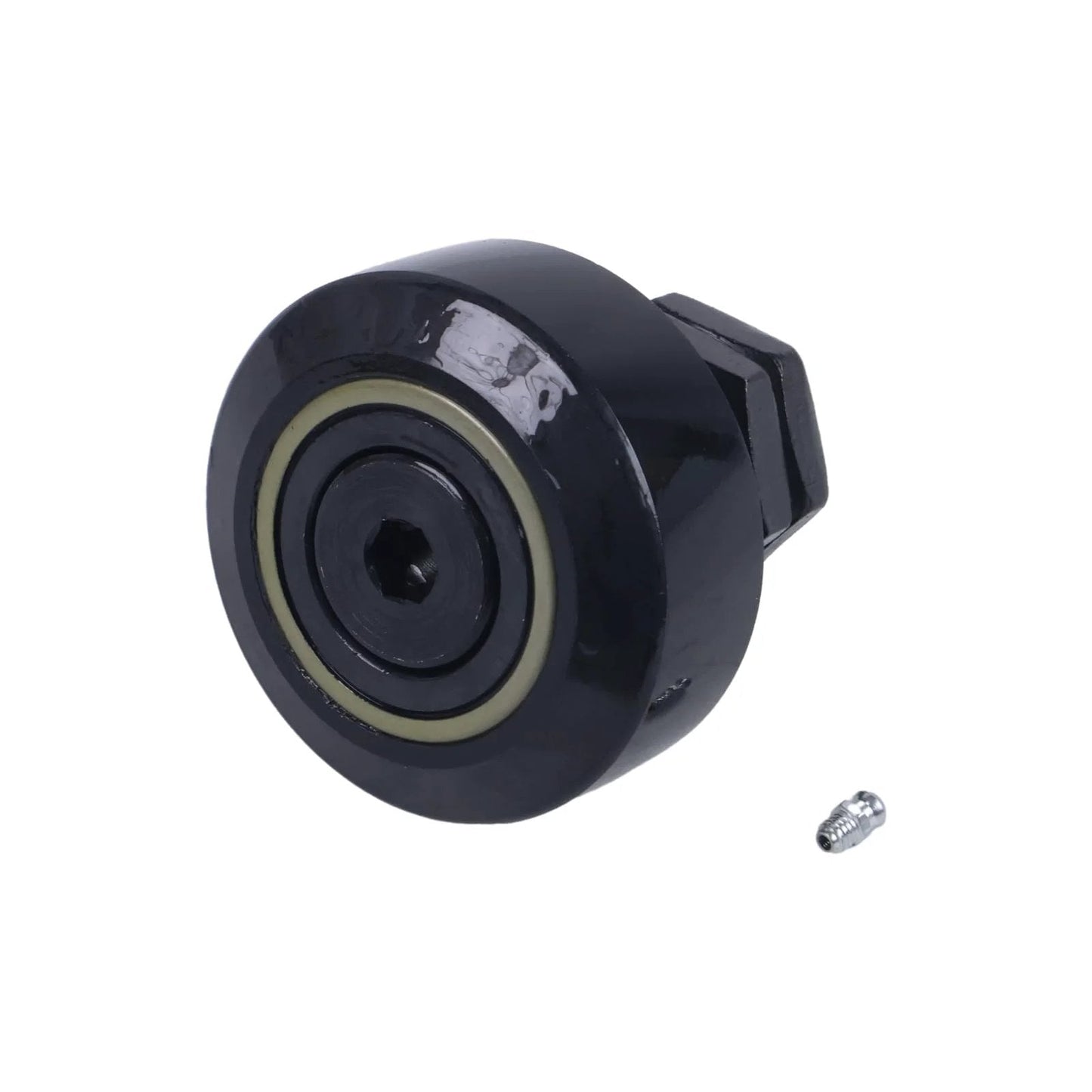 Mast guide bearing 529.999.0006 MRS-32 compatible with Moffett forklifts, roller bolt 30mm, front view.