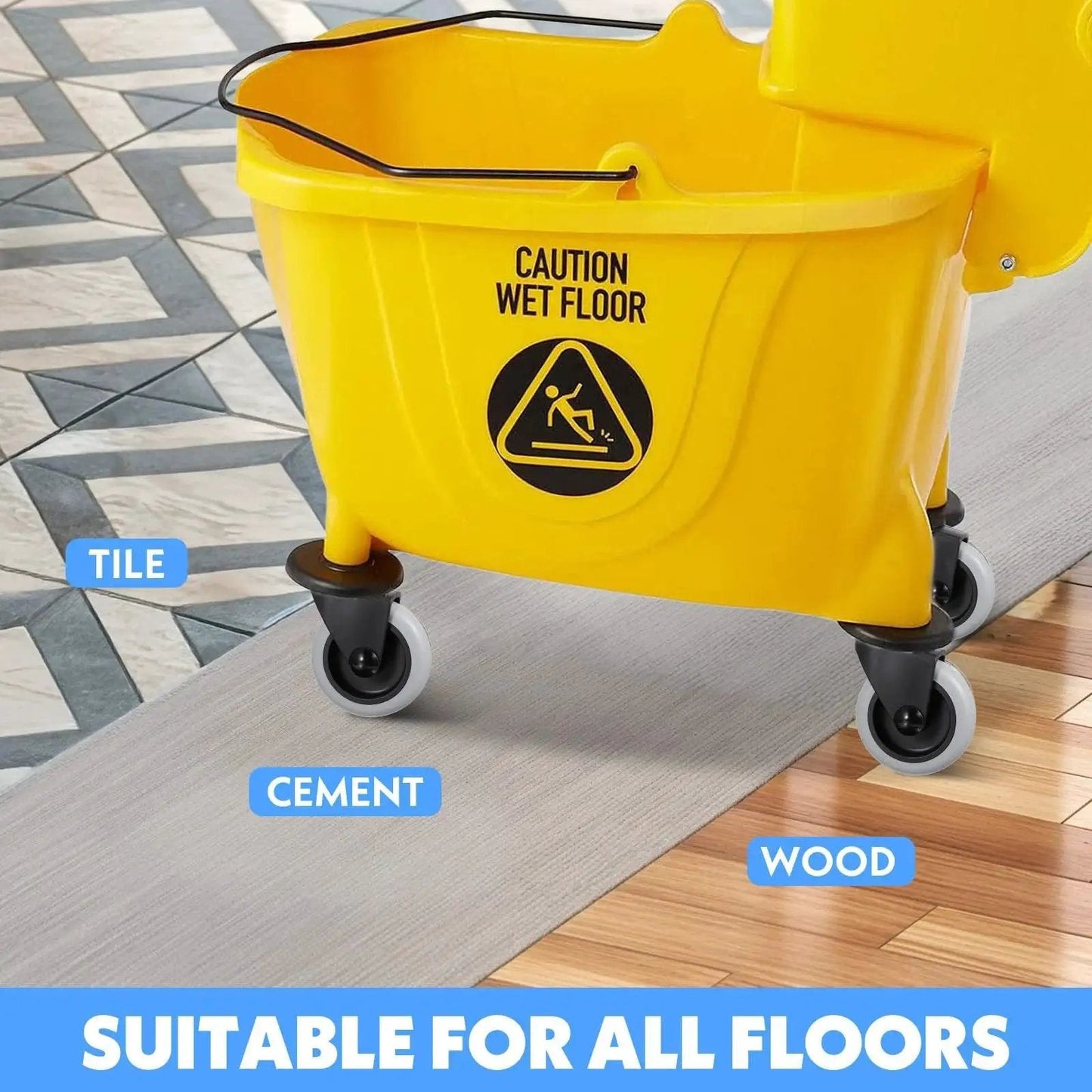 Four Piece Mop Bucket Wheel Replacement Set Non Marking TPR Casters For Models 7570 L2 7571 7580 7581 7582 7583 And WaveBrake mop bucket