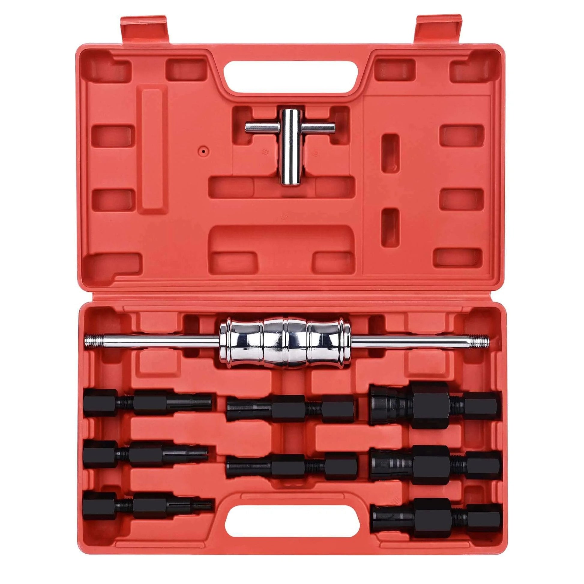 Motorcycle Blind Inner Bearing Puller Tool Kit, 8-32mm Collets Internal Bearing Removal Tool with Slide Hammer in red case