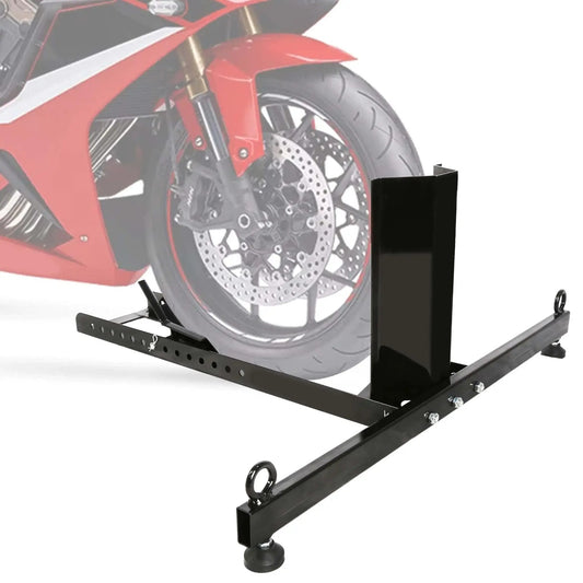 Heavy Duty Motorcycle Wheel Chock Stand With Beefed-Up 1800 Pound Capacity, Adjustable Front Tire Stand for garage