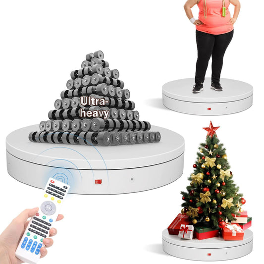 19.7 Inch Motorized Electric Turntable, Large Heavy Duty Rotating Platform with Remote Control, Dual Motor Drive for Photography, 3D Scanning and Display, Adjustable Speed, Quiet Rotation, High Load Capacity