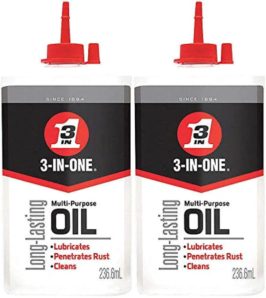 Multi Purpose Lubricant Oil With Drip Applicator For Tools Hinges And Wheels 8 Oz Pack Of 2 reduces friction, silences squeaks.