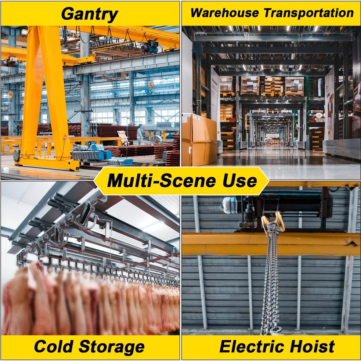 2 Wheel Trolley Assembly Rollers with Dual Bearings Hot Rolled Steel Construction in various industrial settings like gantry and electric hoist systems