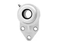 1 in Narrow 3-Bolt Flange Bearing Insert, White Polymer Housing, Set Screw Locking, Contact Back Seal, Front View