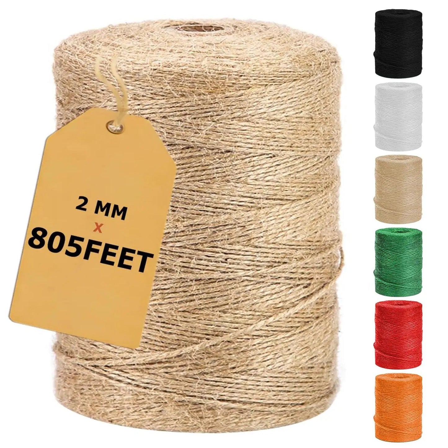 Natural Jute Twine 805 Feet Bulk Rope 2 Mm Thick 3 Ply For Crafts Gardening Gift Wrapping Wedding Decor Macrame Knitting