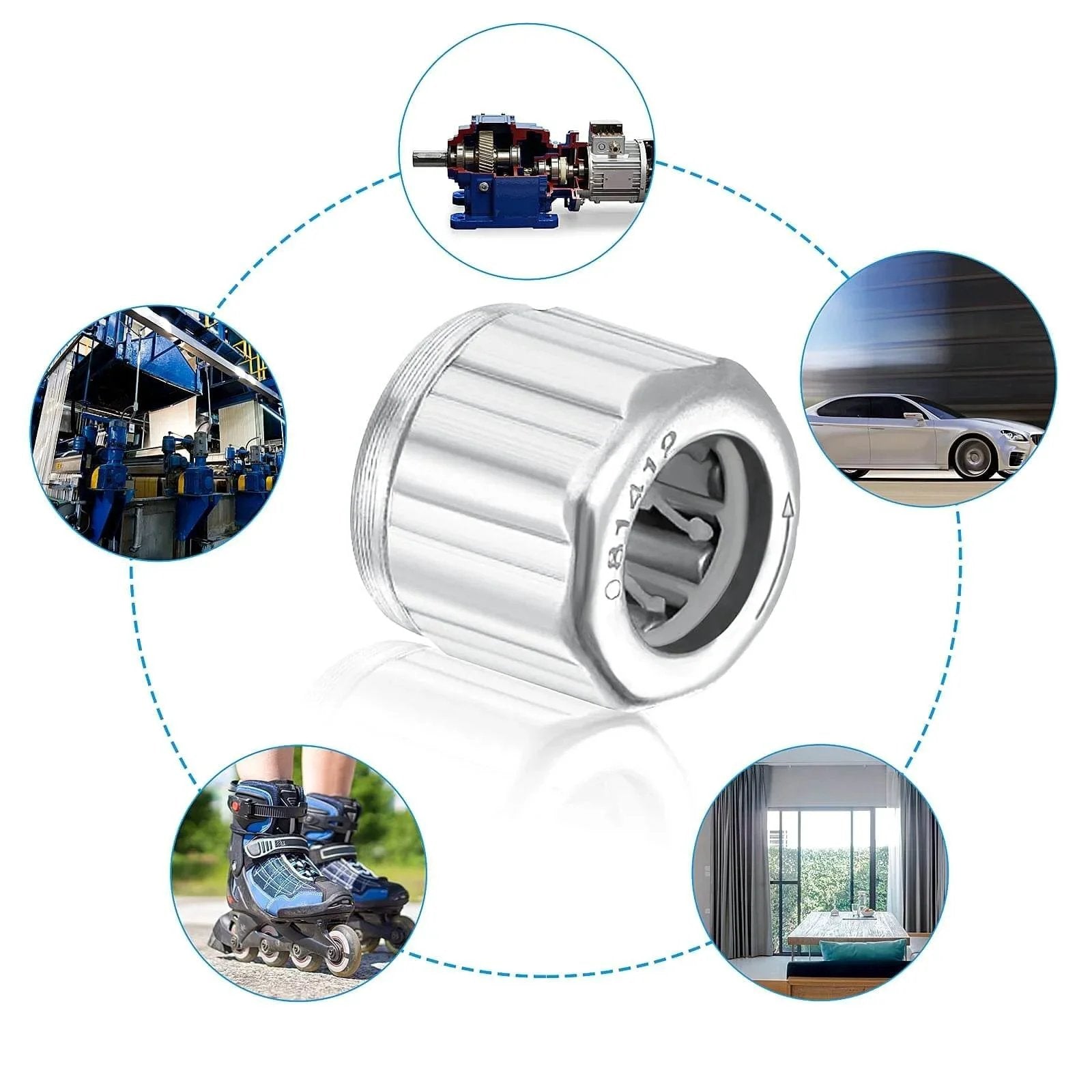 Four Pack Needle Roller Bearings One Way Bearing 8mm Bore 14mm OD 12mm Width with applications in machinery and vehicles