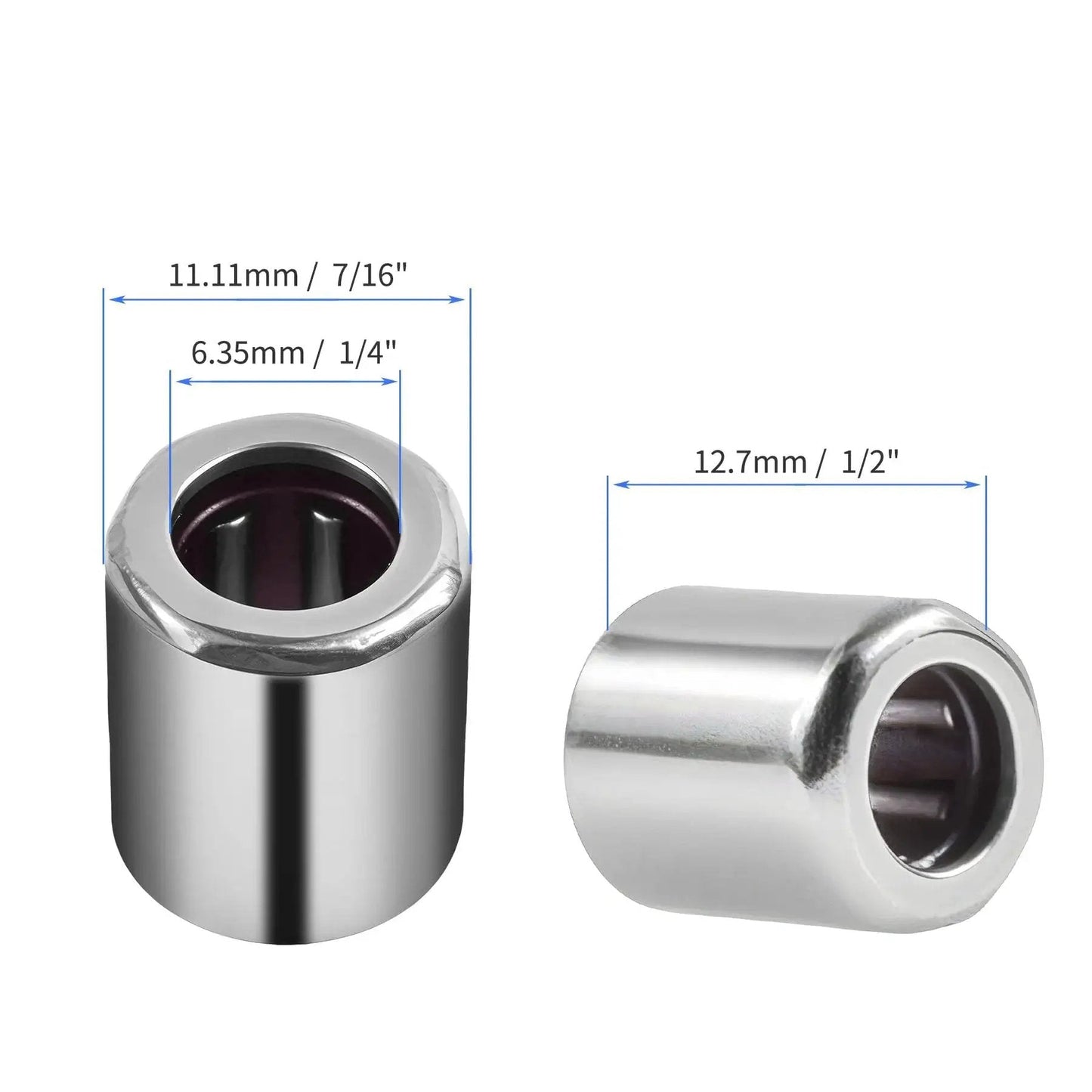 Needle Roller Bearings Five Pack RC040708 with 1/4 inch ID, 7/16 inch OD, 1/2 inch width made from high hard bearing steel