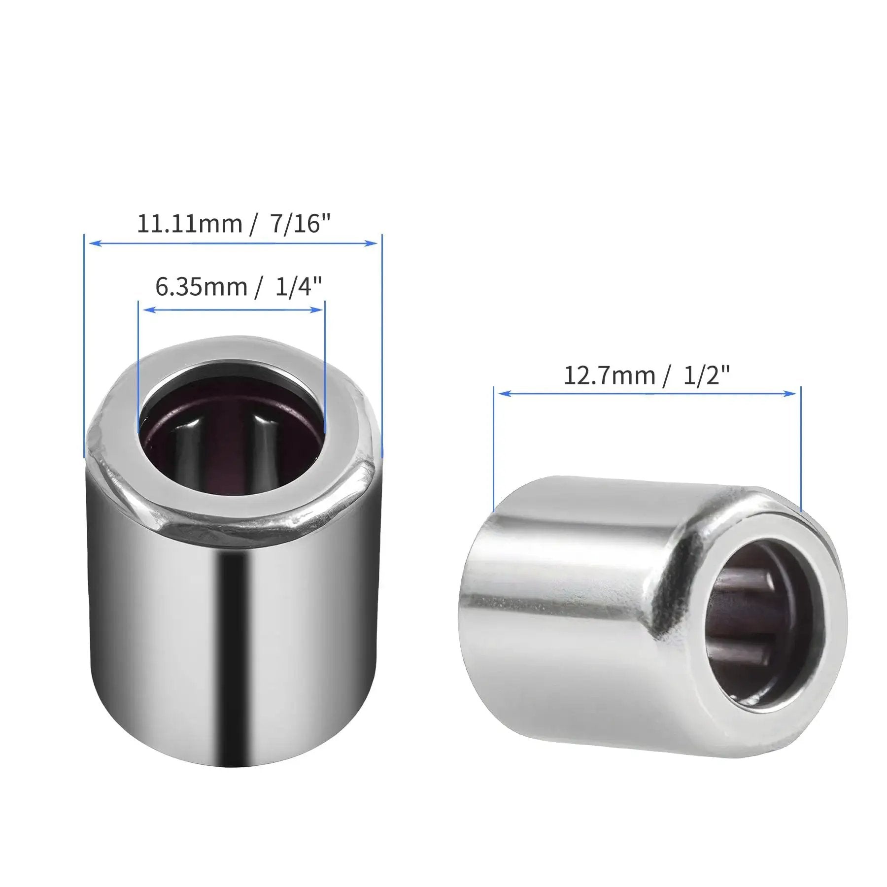 Needle Roller Bearings Five Pack RC040708 with 1/4 inch ID, 7/16 inch OD, 1/2 inch width made from high hard bearing steel
