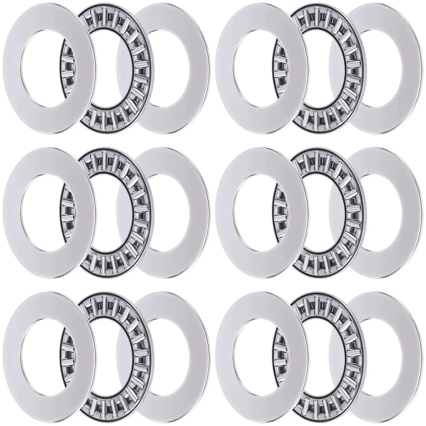 Six Set AXK2035 Needle Roller Bearings With Two AS Washers, 35mm OD, 20mm ID, 4mm Thick for Mower, Lawn Tractor, and Automotive Use