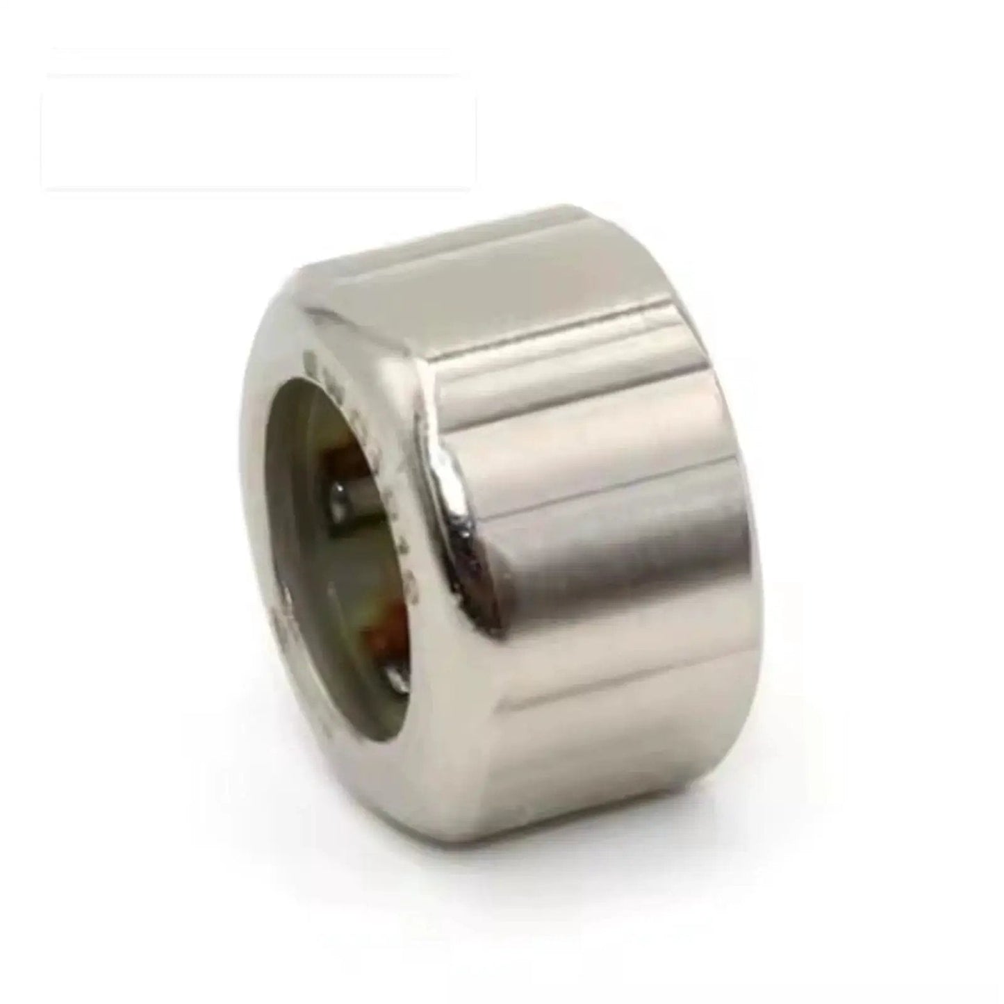 Front view of Two Piece One Way Clutch Needle Roller Bearing Set 8mm By 12.4mm By 9mm with steel cage, low profile design.