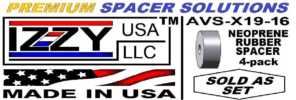 Pack Of Four Made In USA Rubber Spacer For Anti Vibration And Equipment Damping, 2-Inch Outer Diameter, 1/2-Inch Inner Diameter, 3/4-Inch Thick, Multipurpose For Home Industrial Automotive And Marine Applications, packaging and branding image