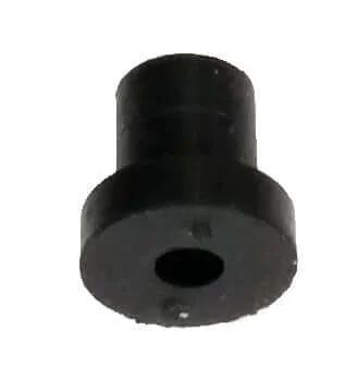 Close-up of Neoprene Rubber T Grommet Bumper Stem Bushing, 3/8 in OD, showing washer style design and drilled neck.