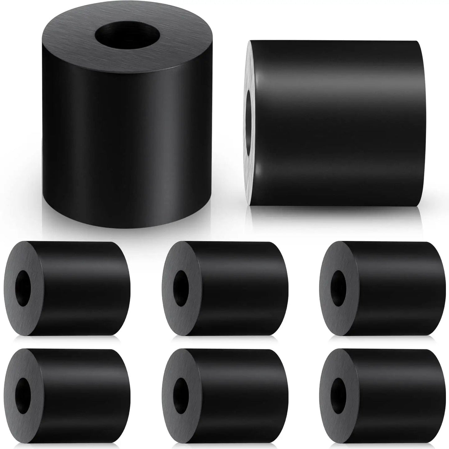 Eight Pack Rubber Spacers 1 Inch OD By Three Eighths Inch ID By 1 Inch Thick Neoprene Washers for Home and Car Vibration Damping