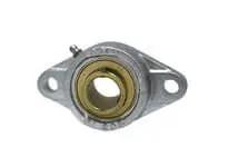 Front view of Single 2 in Pillow Block Flange Bearing, Nickel-Plated Cast Iron Housing, Zinc-Plated Insert, 2-Bolt Flange