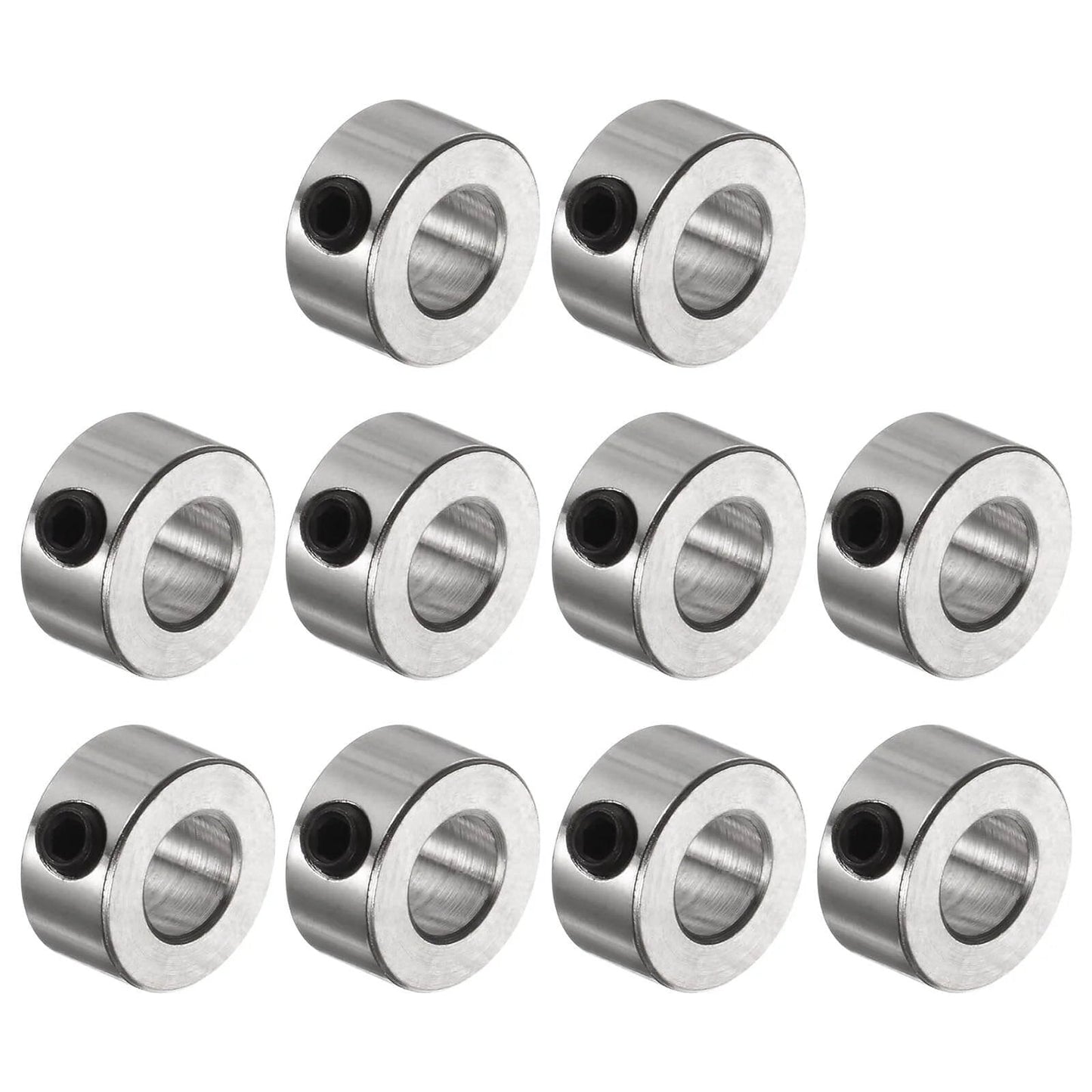 10pcs Set Screw Collars 5.05mm Bore Shaft Collars, 10mm OD, nickel-plated, with set screws for precise gear positioning